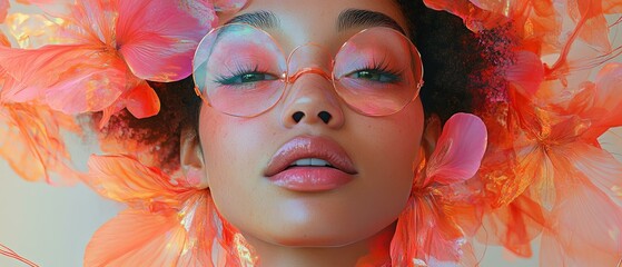 Obraz premium Vibrant Flower Crown, Fashionable Headpiece, Colorful Floral Accessory, Nature-Inspired Chic