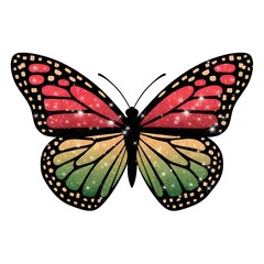Glittery butterfly white background illustration