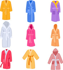 bathrobe set cartoon. luxury cotton, plush spa, soft warm bathrobe sign. isolated symbol vector illustration