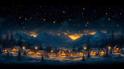 Fototapeta premium Winter Wonderland, Snowy Night