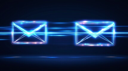 Fototapeta premium Digital Icon of Email Symbols in Bright Light