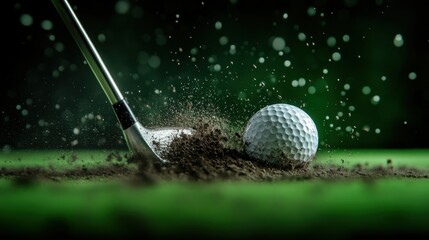 Master your golf swing closeup of a club striking the ball in dirt for perfect impact and technique