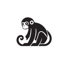 Obraz premium Monkey In cartoon, hand-drawn flat style. image for social media, websites and UI. Isolated 2D vector design in logo, icon, sketch style, simple line vector, single color. AI Generative Art.