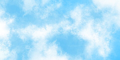 Blue sky with white clouds Abstract nature background of romantic summer. Sunny sky blue light watercolor aquarelle painting brush effect. Fantastic fuzzy and puffy blue sky for design.	
