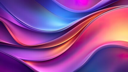 Fototapeta premium Abstract flowing waves of vibrant pink, purple, blue and orange colors.