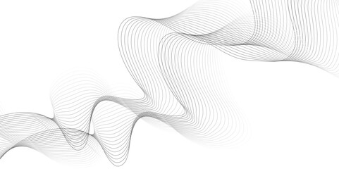 White wave curve lines banner background design. Abstract soft wave lines dynamic flowing gray light isolated background. Vector Illustration of the gray pattern of lines. Black stripes on white .	
