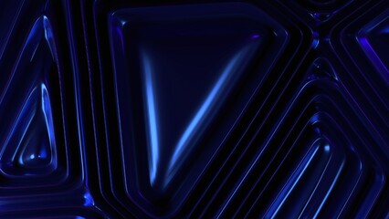 Deep blue layered geometric background with sleek reflections and metallic paint effect, inspired by digital fluidity, abstract art, and modern design aesthetics