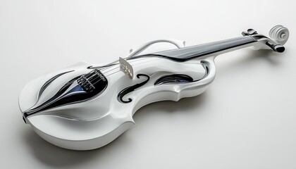 Obraz premium Elegant white violin with intricate design displayed on a neutral background