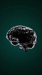Digital brain with geometric facets on green background, representing artificial intelligence, neural networks, and futuristic cognition in 3D abstract visualization
