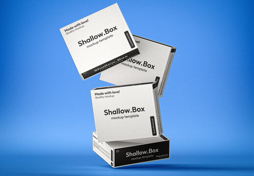 Shallow Packaging Boxes Mockup