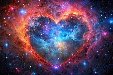 Heart-Shaped Nebula in Vibrant Colors: Stunning Deep Space Photography, Cosmic Art, Celestial Wonders, Astronomy, Space Exploration, Nebulae, Colorful Universe, Galactic Beauty, Stellar Imagery