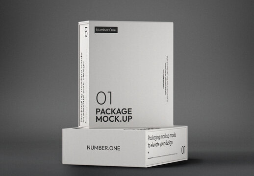 Stacked Shallow Boxes Mockup