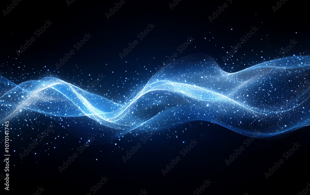 Fototapete futuristic white technology and digital connection lines on a dark blue background, representing the