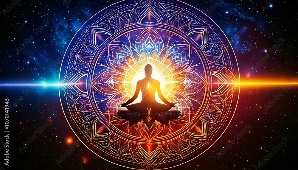 Canvas Prints mystical, meditation merging elements of spirituality and the universe fractal symbol design