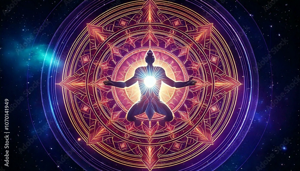 Canvas Prints mystical, merging elements of spirituality and the universe fractal symbol design