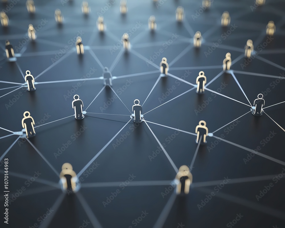 Leinwandbilder digital representation of a network of people, interconnected through virtual lines, symbolizing dig