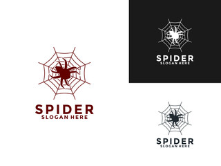 Spider logo design vector, Spider Insect with Spider web logo icon template