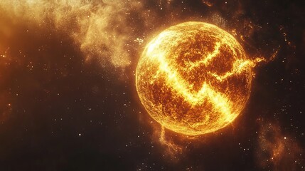 Obraz premium Golden Aquarius zodiac sign against space background. Astrology calendar. Esoteric horoscope and fortune telling concept