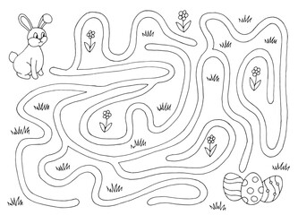Easter maze graphic black white sketch illustration vector