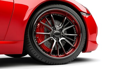 Closeup of a Red Sports Car Wheel
