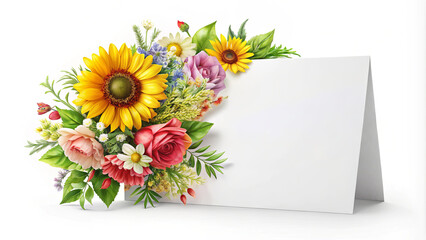 Paper Card With Flowers. 