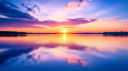 Naklejka premium sunset over the lake