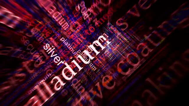 Gold silver platinum palladium savings investment. Headline news titles international media abstract concept loop. Seamless and looped 3d animation.
