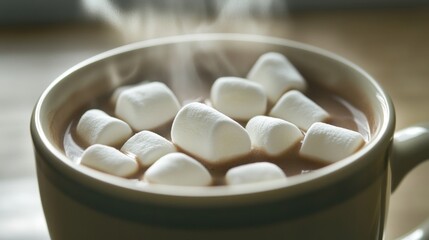 Cozy Hot Cocoa with Marshmallows and Rising Steam