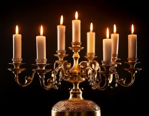 Candle chandelier lamp spirituality with black background illuminated.