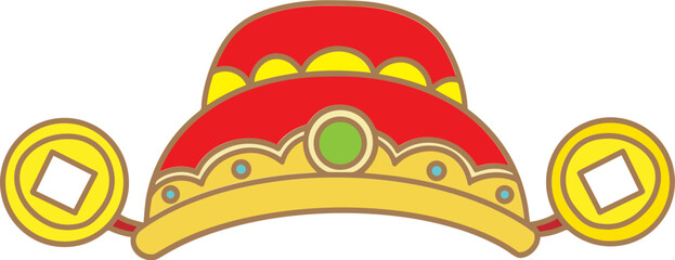 Chinese traditional God of Wealth hat illustration