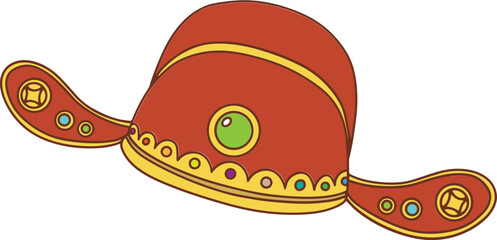 Chinese traditional God of Wealth hat illustration
