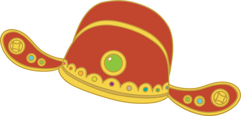 Chinese traditional God of Wealth hat illustration