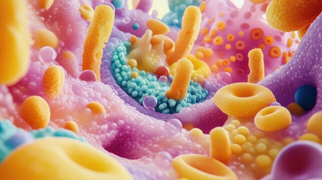 Microscopic view of potato starch grains magnified to 1000x showcasing texture and structure