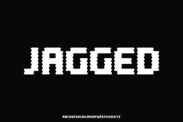 Bold modern jagged sans serif alphabet display font vector illustration