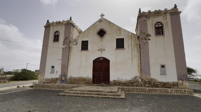 Historic Boa Vista Church of Sao Roque, Rabil, Cape Verde, moving scene