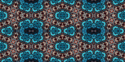 Seamless kaleidoscope pattern. The texture of the woven pattern. Endless pattern