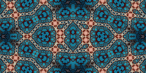 Seamless kaleidoscope pattern. The texture of the woven pattern. Endless pattern