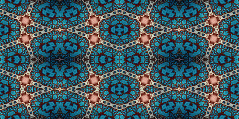 Seamless kaleidoscope pattern. The texture of the woven pattern. Endless pattern