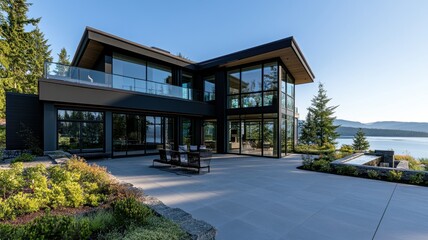 Stunning modern luxury home showcasing large windows and sleek exterior design for contemporary living.