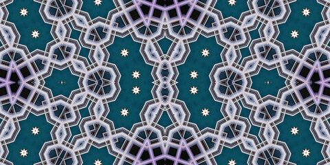 Seamless kaleidoscope pattern. The texture of the woven pattern. Endless pattern