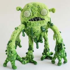 Obraz premium Cute green monster doll on white background Created with Generative AI technology