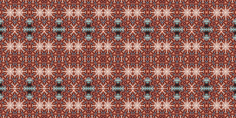 Fototapeta premium Seamless kaleidoscope pattern. The texture of the woven pattern. Endless pattern