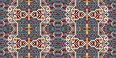 Seamless kaleidoscope pattern. The texture of the woven pattern. Endless pattern