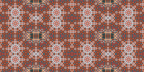Seamless kaleidoscope pattern. The texture of the woven pattern. Endless pattern
