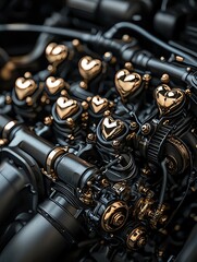 Fototapeta premium Intricate machinery with heart-shaped components