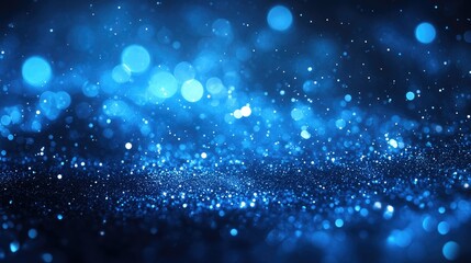 Obraz premium Striking Abstract Background Featuring Glowing Blue Lights and Ethereal Bokeh Effects, Creating a Sense of Depth and Movement, Ideal for High-Tech Themes and Creative Visual Content