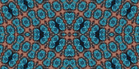 Seamless kaleidoscope pattern. The texture of the woven pattern. Endless pattern