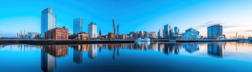 Fototapeta premium Abstract hydro-powered cityscape with futuristic architecture and vibrant energy flowing through urban landscapes.