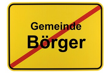 Illustration eines Ortsschildes der Gemeinde Börger in Niedersachsen