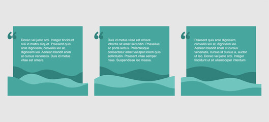 Fototapeta premium Quotes template - 3 turquoise organic rectangular shapes